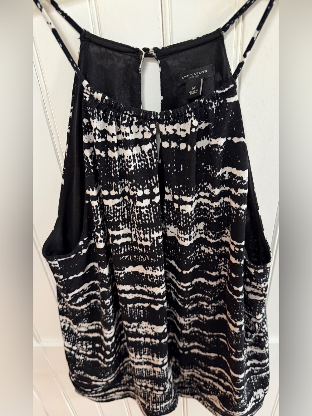 Ann Taylor Black & White Printed Halter Cami